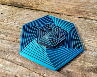 Hex Fidget Toy - Reversible Teal/Black