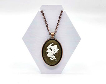 Dragon Cameo Pendant (Shimmery Brass)