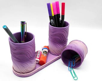 Desk & Pen 3 Cup Organizer Set (Purple Gradient)