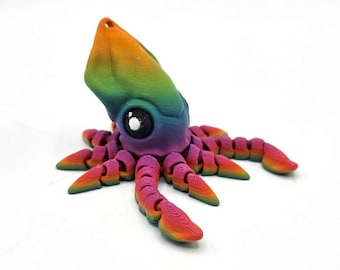 Tiny Squid Keychain (Rainbow)