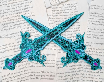Fantasy Dagger Bookmark (Teal & Pink)