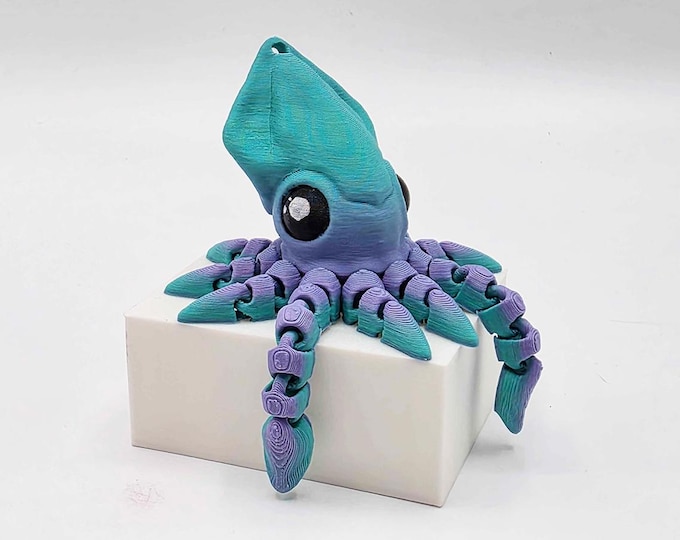 Tiny Squid Keychain (Teal & Purple)