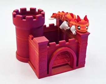 Castle with Dragon (Magenta Fire)