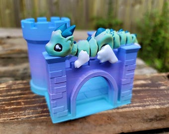 Castle with Dragon (Colorful Mist & Blue)