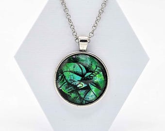 Shattered Stained Glass Pendants (Green, 18" & 24" Chains)