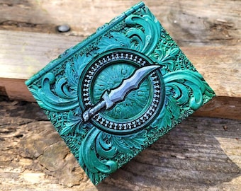 Void Blade Ancient Tome Book Box (Hand Painted Green)