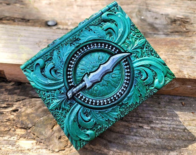 Void Blade Ancient Tome Book Box (Hand Painted Green)