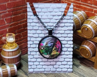 Rainbow Shattered Stained Glass Pendants (Black chain - 18" & 24")