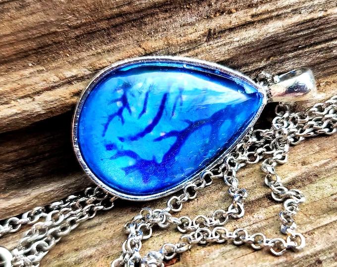 Consort of Fire Teardrop SACHI Pendant (18 or 24 inch silver-plated chain)