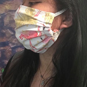 Two Layer Reversible  Color Flamingo Face Mask 100% Cotton