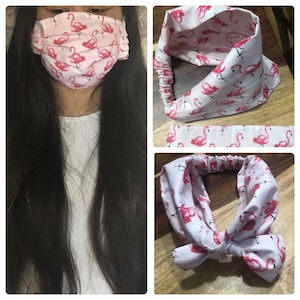 Two Layer Reversible Color Flamingo Face Mask 100% Cotton