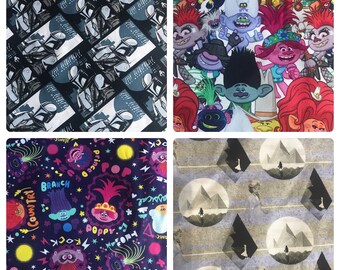 Mandalorian Star Wars, Trolls Party, Packed Trolls, Elsa Dark Waters Fabric de Fat Quarter (18" x 22") 100% Cotton