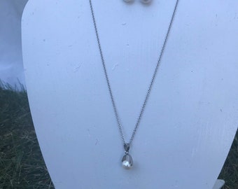 Handmade  fresh water pearl necklace set #00N27