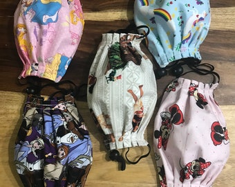 KIDS / Teens/ Two-layer reversible, adjustable handmade Face Mask for Kids 100% Novelty Cotton
