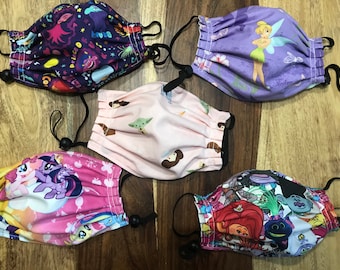 KIDS/TEENS/Two-layer reversible, adjustable handmade Face Mask for Kids 100% Novelty Cotton