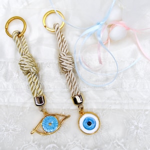 Key Chain Baptism Favors, Keychain Bombonieres, Baby Shower Gift, Christening Favors, Enamel Evil Eye Baptism Favors(FN22) - 10 pcs