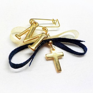 Boys Witness Pins, Martirika, Martyrika, Orthodox Baptism Christening, Pin Mati, Gold Plated Cross, Guests Favors (MCMN96C) - 10 pcs