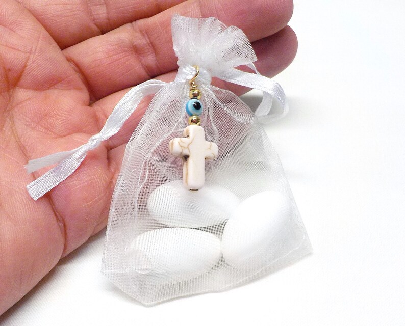 Baptism Favors Organza Pouches With Jordan Almonds Etsy