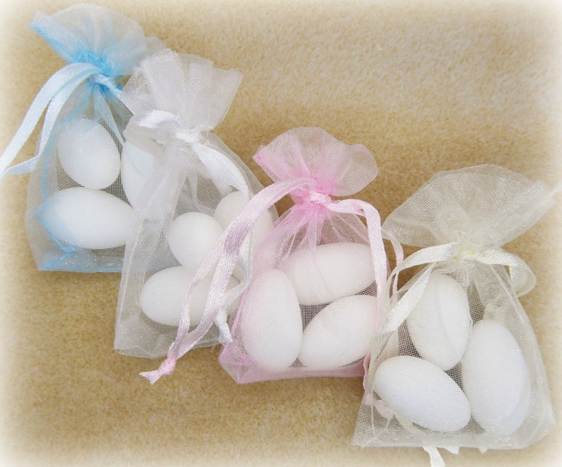 Boys Baptism Favors Organza Pouches With Jordan Almonds Etsy