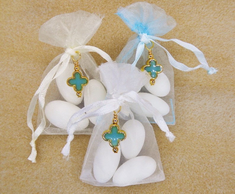 Boys Baptism Favors Organza Pouches With Jordan Almonds Etsy