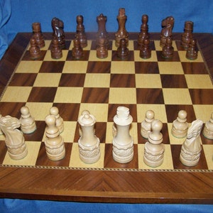 Wooden Handcarved CHESS SET - 3 1/2 inch High King - Pieces have Felted Bottom -- Board NOT Included