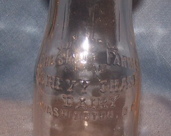 Vintage Glass Milk Bottle - Chestnut Farms - Chevy Chase Dairy - Washington D. C. - Half Pint Liquid - Great Collectors Piece