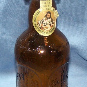 VTG Grolsche Amber Brown Lager Beer Bottle - Porcelain Swing Top - Beer Bottle Glass