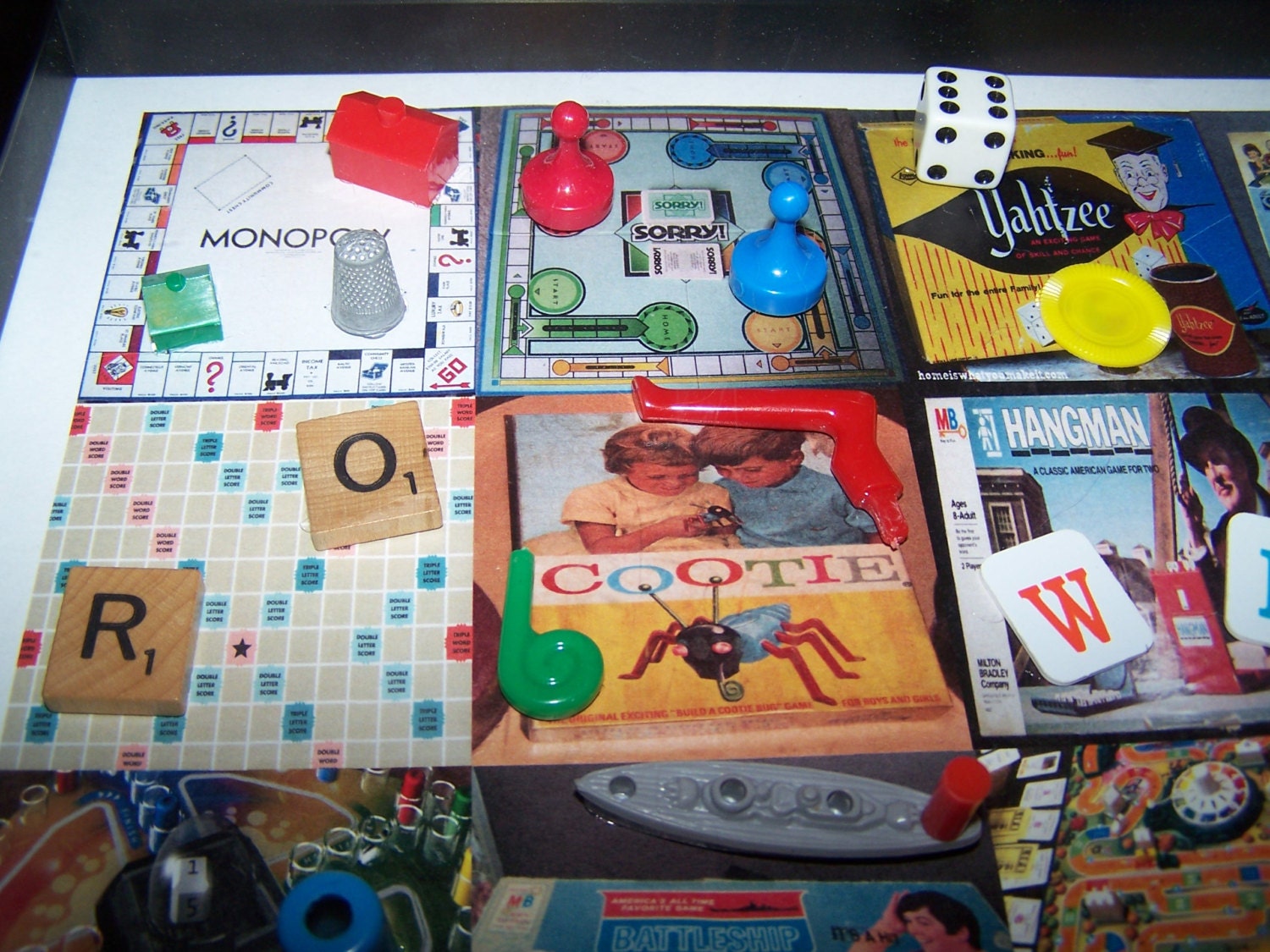 Vintage GAME SHADOW BOX Featuring Game Pieces 11 X Etsy