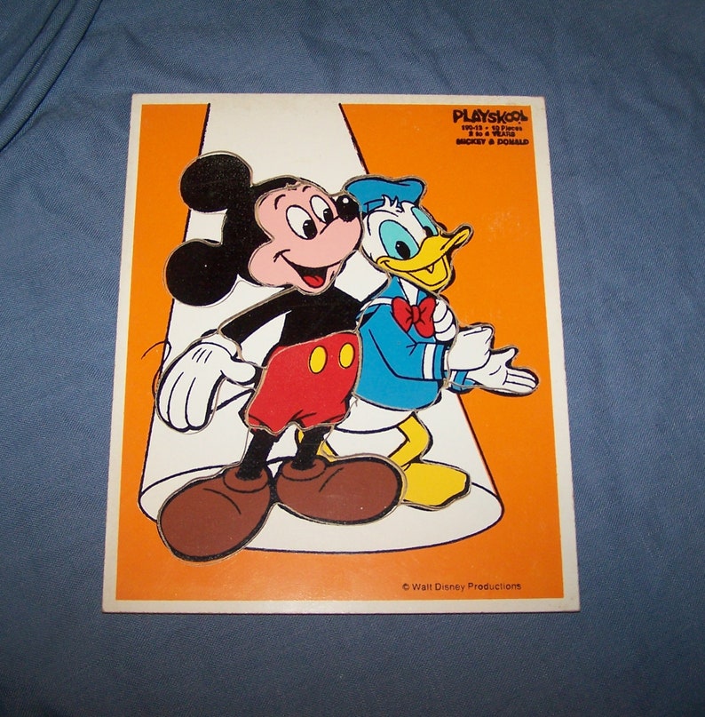 Model number 190-13 Walt Disney Mickey Mouse and Donald Duck 10 Piece Puzzle Playskool Wooden Tray Puzzle