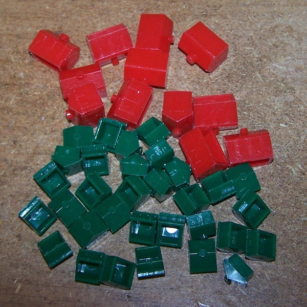 Monopoly Houses and Hotels (32 Houses & 12 Hotels) ~ Replacement Pieces ~ Used for  Etsy Projects ~ Keychains ~ Earrings ~ Art