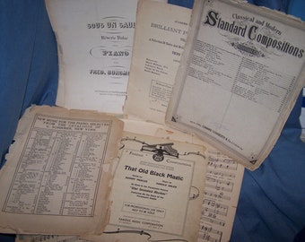 Vintage Music Sheets Assortment (#2) for Crafting -- over THREE pounds -- Some dated over 100 years old
