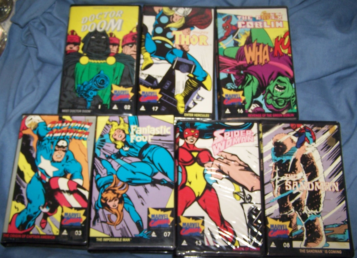 Marvel Comics Video Tapes VHS Assortment of Seven Etsy