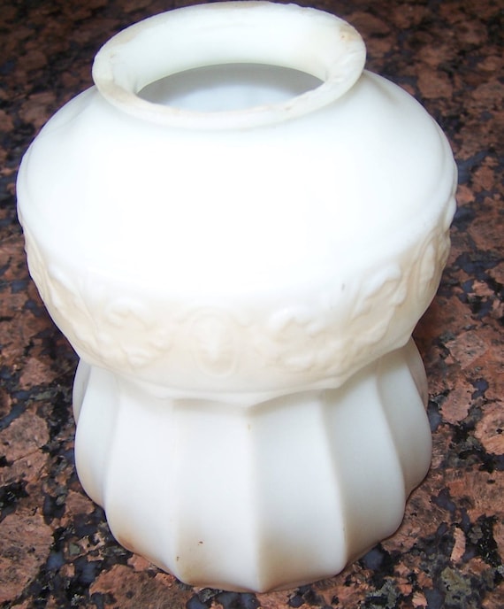 Vintage White Milk Glass Lamp Shade Textured Pattern Vintage White Milk Glass Lamp Shade, Glass Lamp Shade Replacement For Table