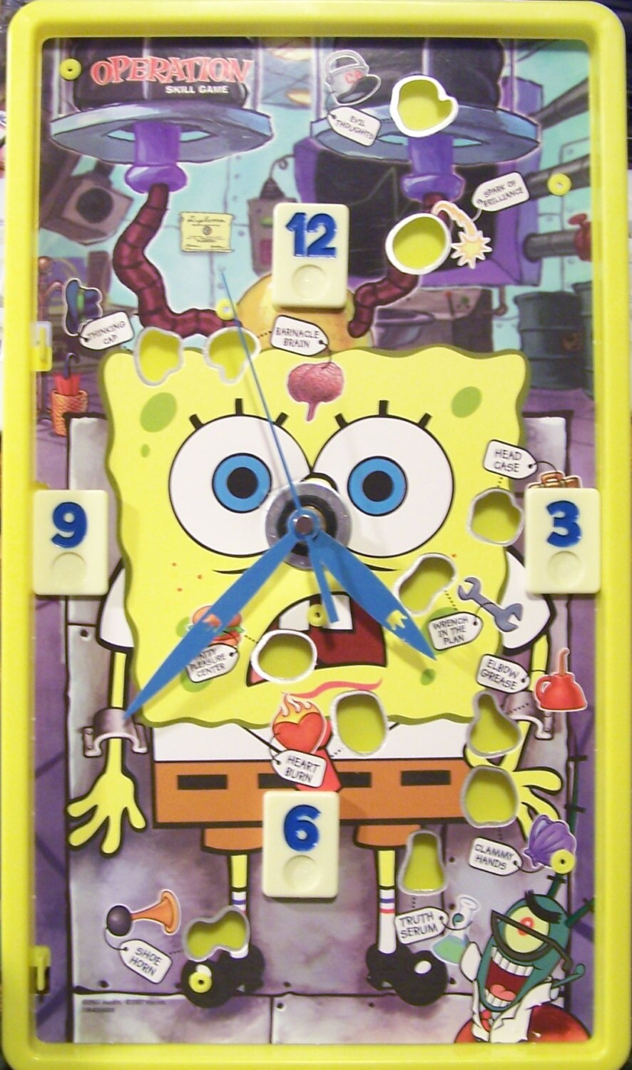 Spongebob Operation Game Battery Operated Clock Game Room - Etsy