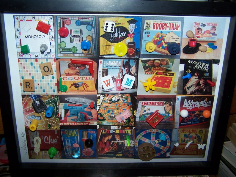 Vintage GAME SHADOW BOX Featuring Game Pieces 11 X Etsy