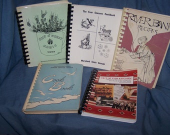 Assorted Vintage Regional Cookbooks - Wives Club - State Grange - Junior Service League - Woman&#39;s Club and many more - Each sold separately