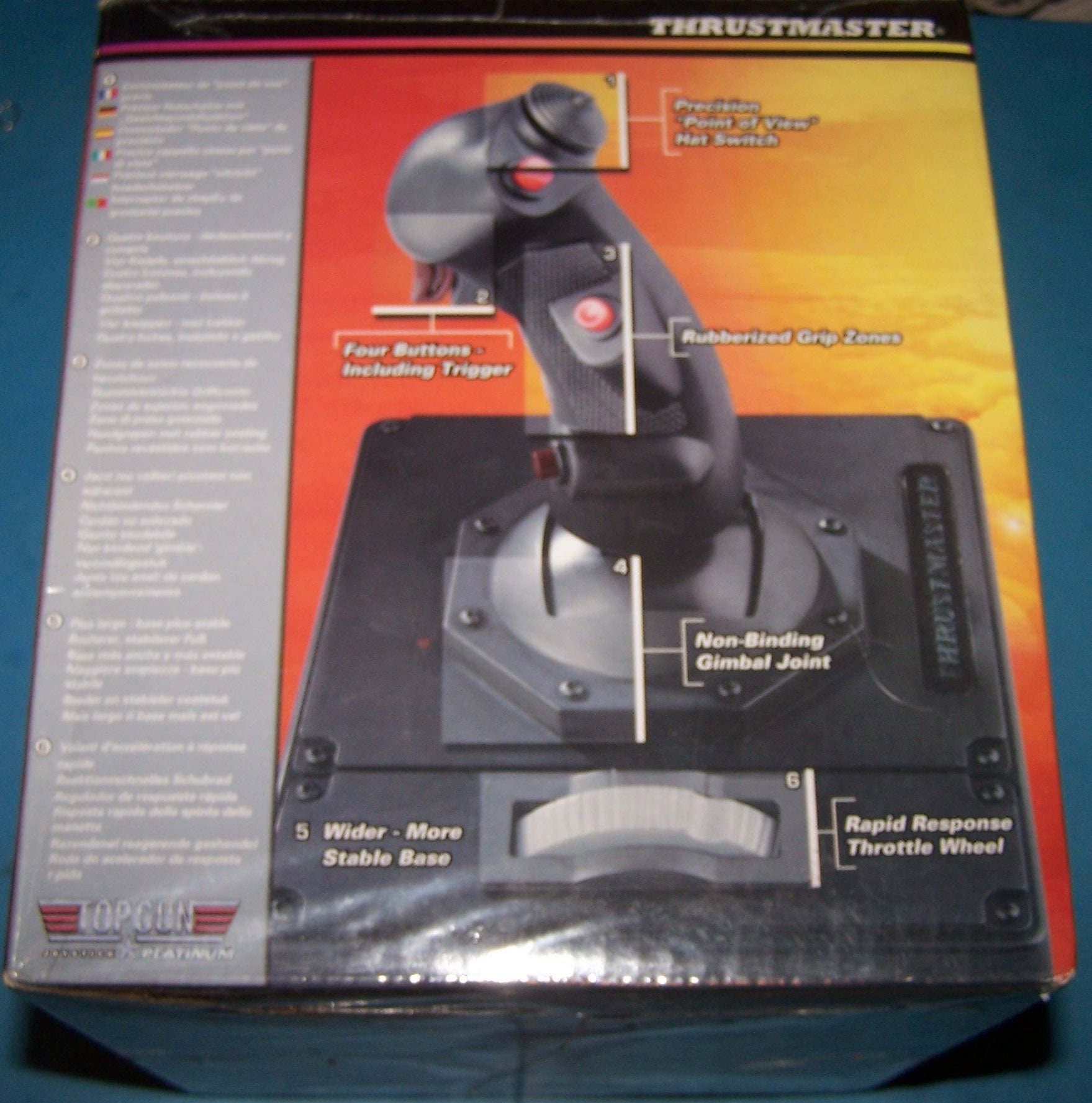 Vintage THRUSTMASTER TOP GUN Joystick - Platinum - Dated 1996 