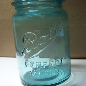 Vintage Ball Perfect Mason Jar - Aqua Teal Blue - No Lid PINT - 1910-1923 #5