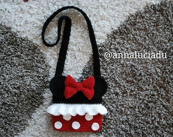 Crochet Minnie mouse, crochet bags, crochet purse, Minnie mouse, bag patterns, crochet bows, crochet minnie bow, PDF Instant Download