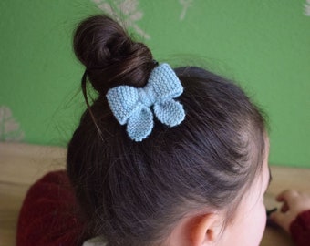 knitted bow, garter stitch bow, knitting hair accessories, girls bow, bow tie, handmade bows, hand knit bow, kids bow,  PDF Instant Download