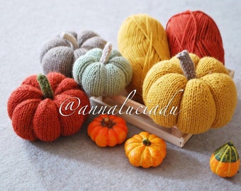 knitting pumpkin in 3 different sizes, knit in the round,  knitting pattern, pumpkin amigurumi, knitting  PDF Instant Download