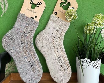 Knit Lace Sock Pattern: Top Down Beginner Socks (PDF Pattern)