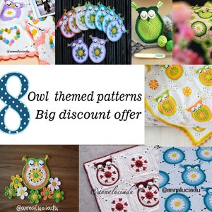 Crocheted owls, crochet love, crochet patterns, owl obbsession,  Discount Pattern Pack , pdf Instant Download