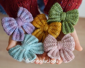 Knitted Bow Hair Clip Pattern: Girls Hair Accessories (PDF Instant Download)