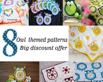 Crocheted owls, crochet love, crochet patterns, owl obbsession,  Discount Pattern Pack , pdf Instant Download