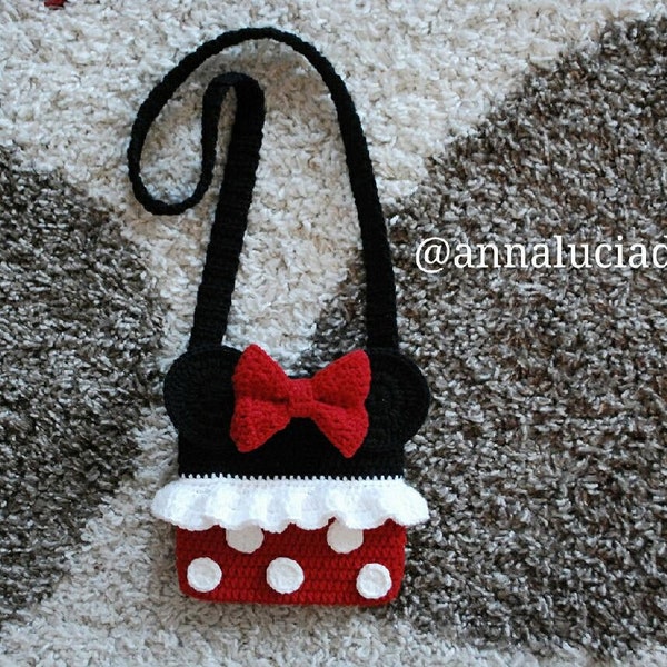 Souris Minnie au crochet, sacs au crochet, sac à main au crochet, souris Minnie, modèles de sac, arcs au crochet, arc de minnie au crochet, PDF Téléchargement instantané