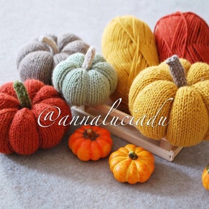 knitting pumpkin in 3 different sizes, knit in the round, knitting pattern, pumpkin amigurumi, knitting PDF Instant Download image 1