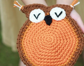 Crochet owl coaster  PATTERN - INSTANT DOWNLOAD