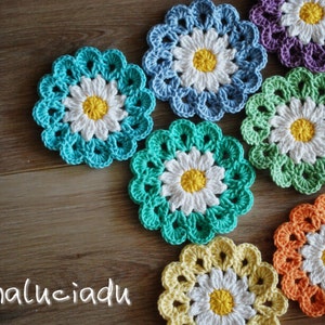 Crochet, crochet flowers, crochet daisy, flower applique, flower blanket, crochet gift, crochet baby, PATTERN INSTANT DOWNLOAD image 2