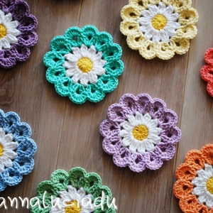 Crochet, crochet flowers, crochet daisy, flower applique, flower blanket, crochet gift, crochet baby, PATTERN INSTANT DOWNLOAD image 5